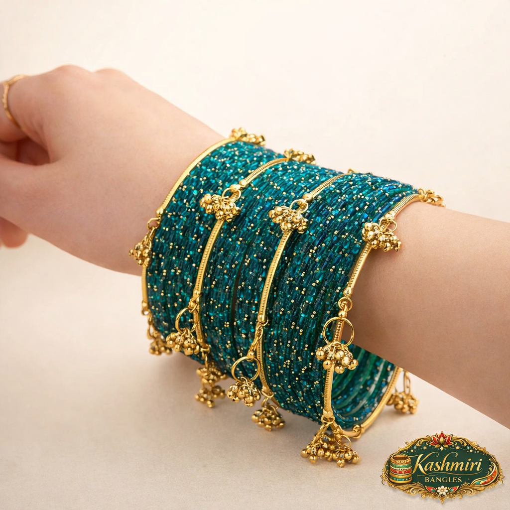 Kashmiri Ghungroo Glass Bangles (12 pcs)