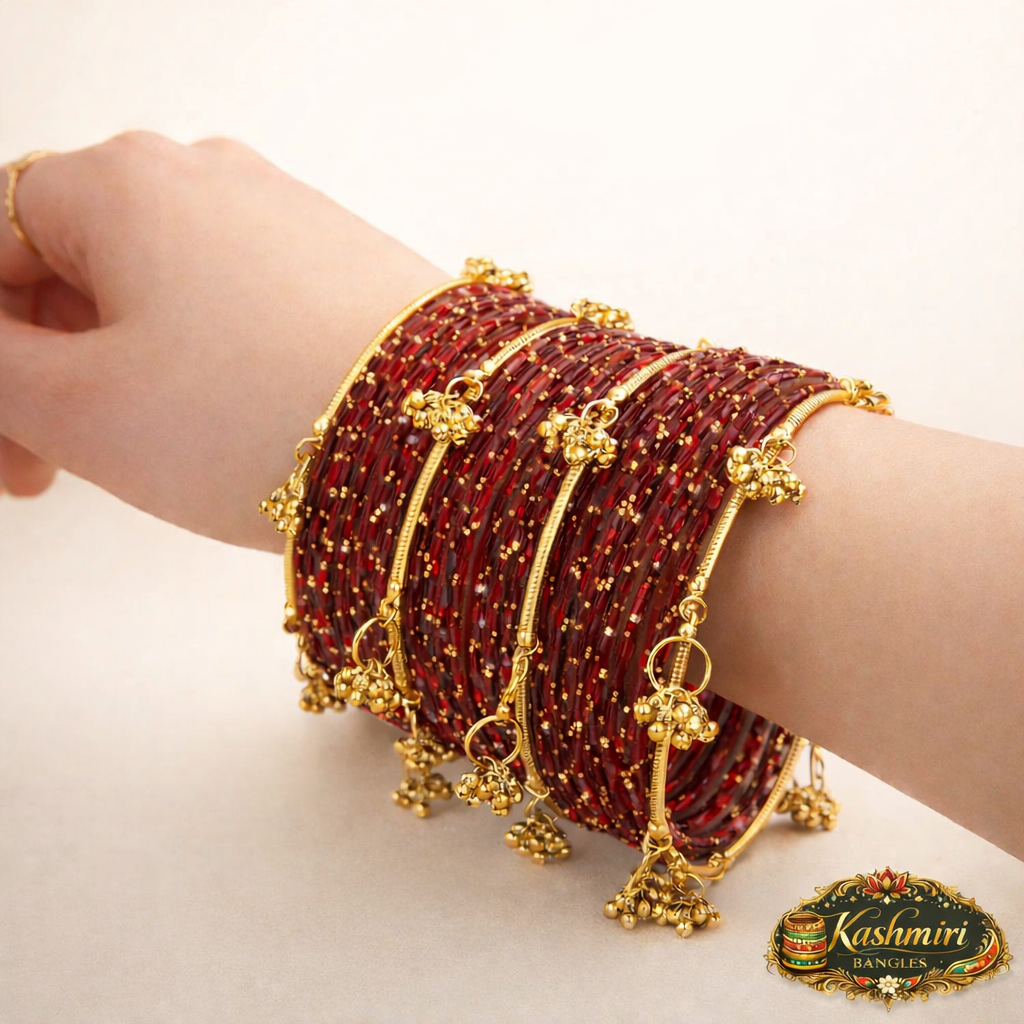 Kashmiri Ghungroo Glass Bangles (12 pcs)