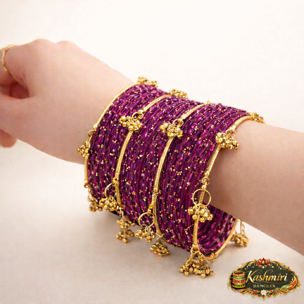 Kashmiri Ghungroo Glass Bangles (12 pcs)