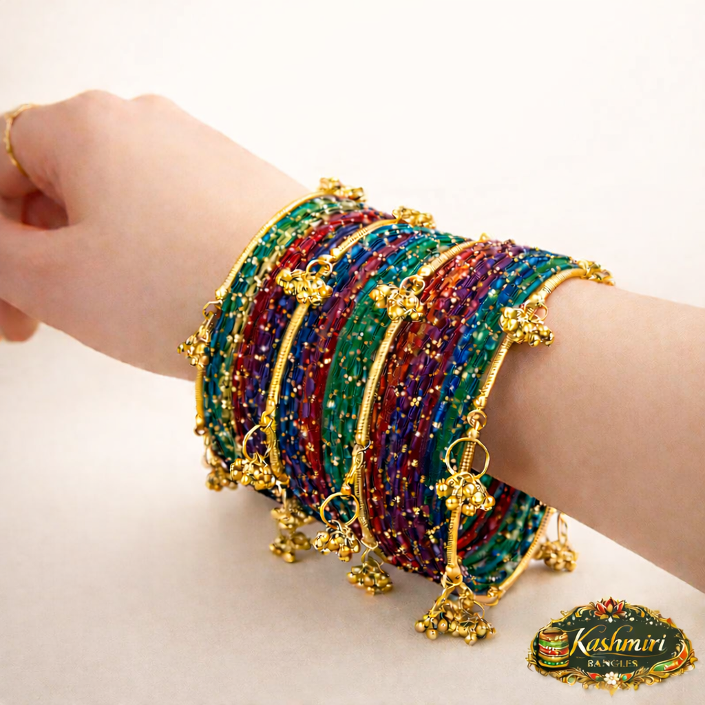 Kashmiri Ghungroo Glass Bangles (12 pcs)