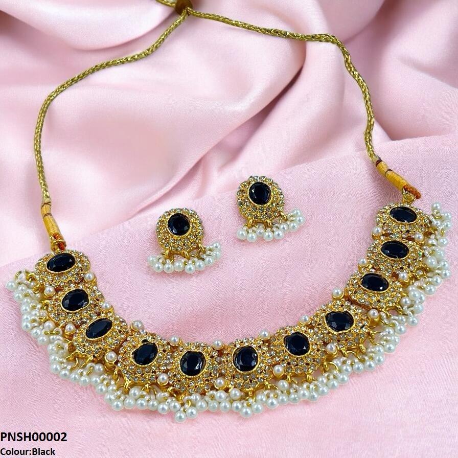 Oval Pearl Drop Necklace Set