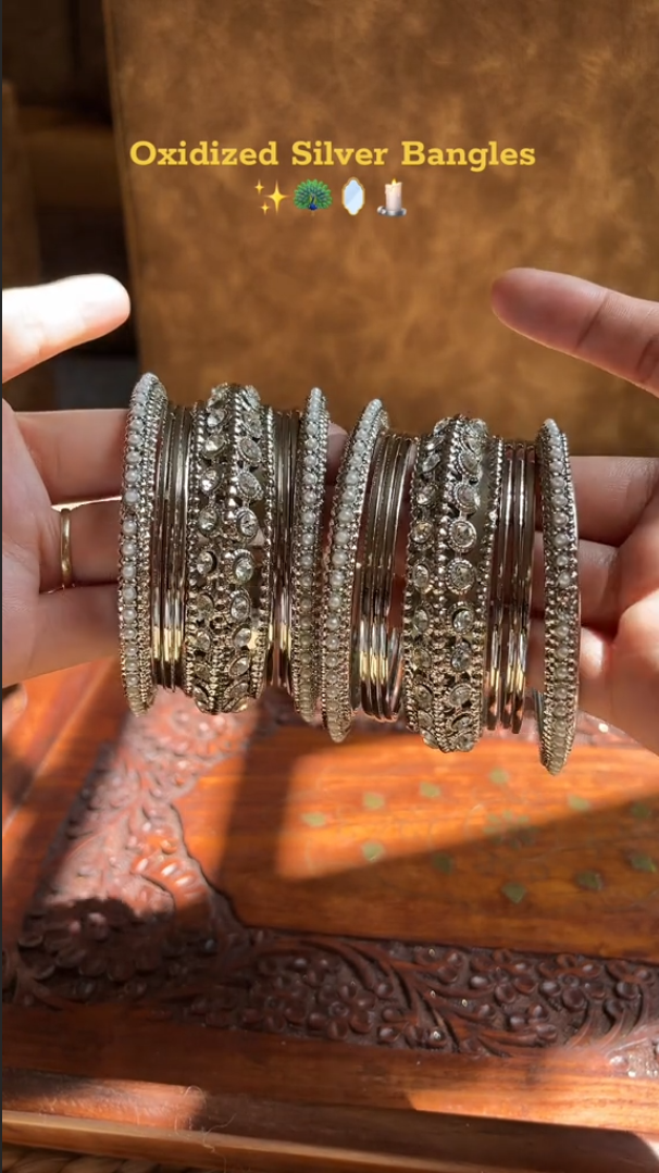 Oxidized Silver Bangles