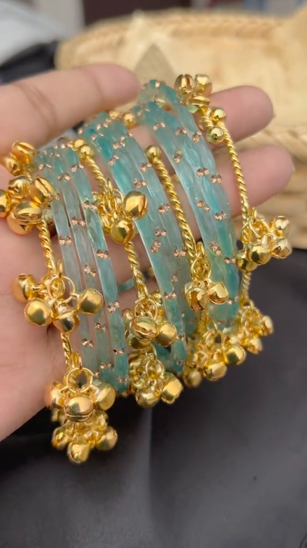 Kashmiri Ghungroo Glass Bangles (12 pcs)