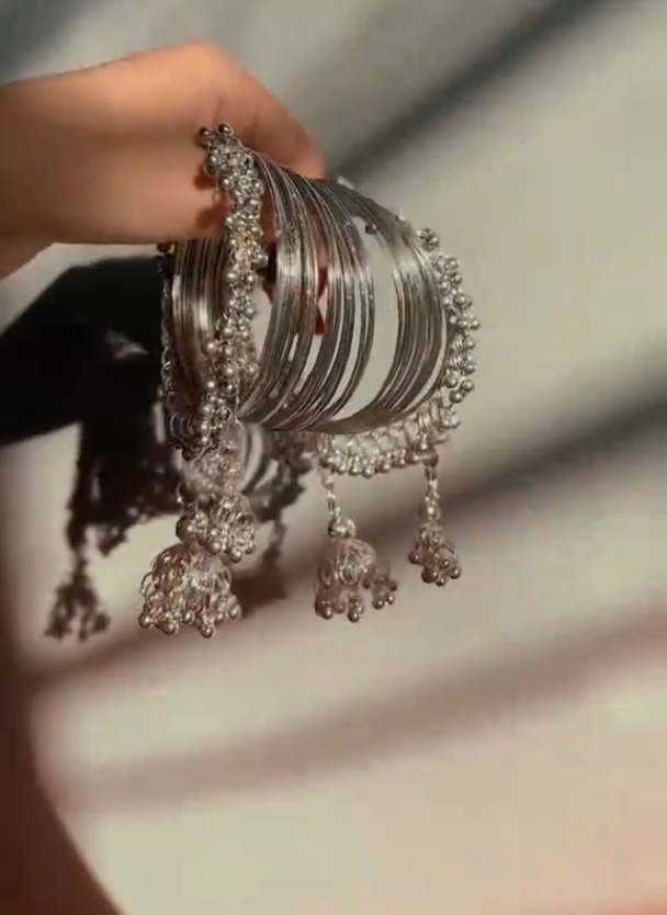 Silver Bangle ghungroo Set